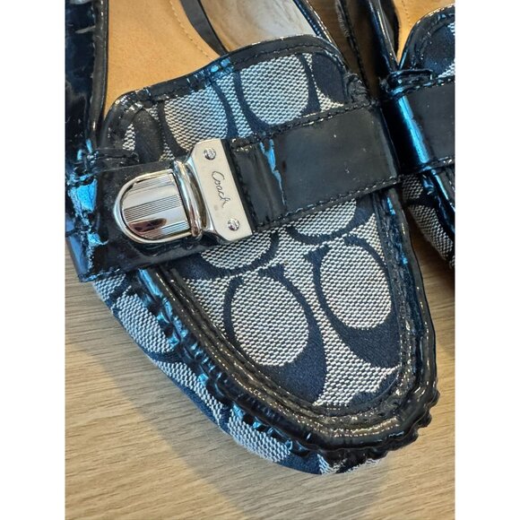 Coach Black & White Signature Canvas & Patent Leather Loafers Pauleen 7 B A0236 - Picture 2 of 11